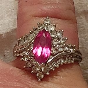 Ross Simons Pink and White Sapphire Ring size 6.5